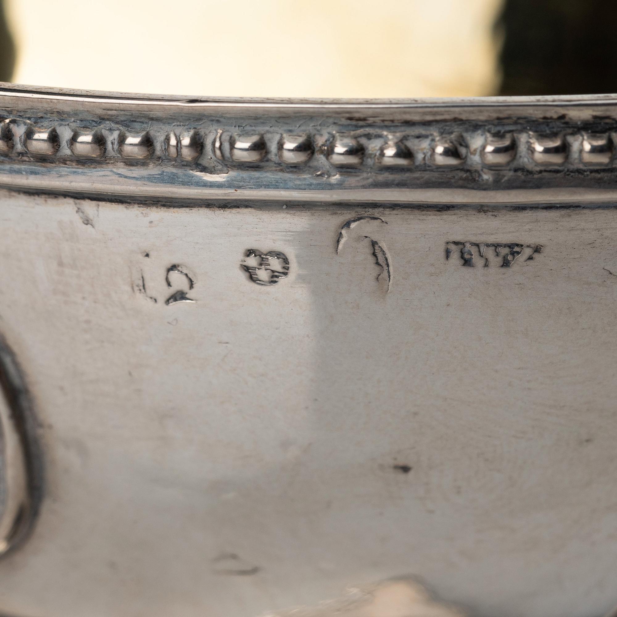 Johan Wilhelm Zimmerman, saltkar, ett par, silver, Stockholm 1791. Gustavianska.