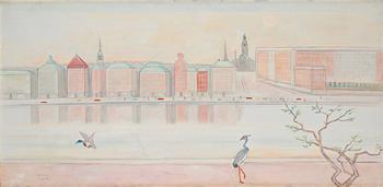 535. Einar Jolin, Skeppsbron and the Royal Castle - view over Stockholm.