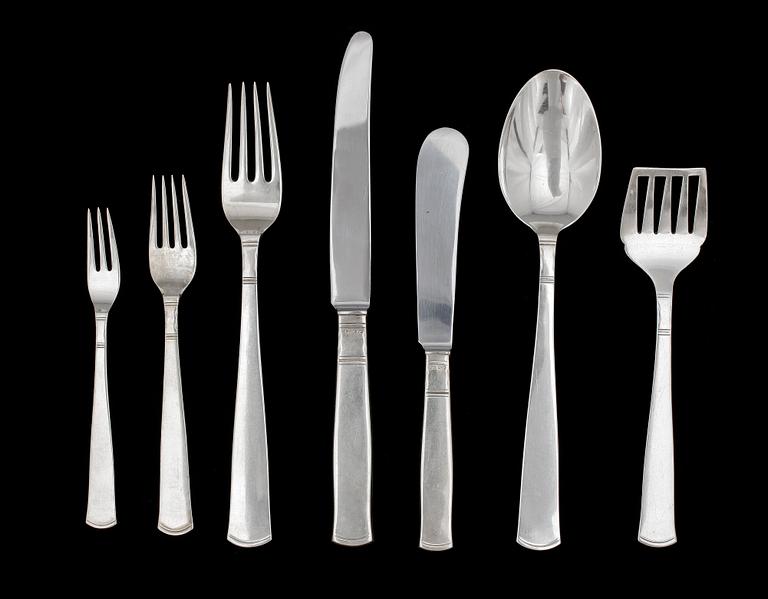 BESTICKSERVIS, 52 delar, silver. "Rosenholm", GAB Stockholm. 1950-60-tal. Total vikt ca 1700 gram.