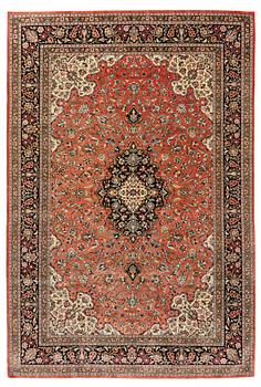 320. A 1960's silk Qum carpet, c. 305 x 205 cm (as well as 4 and 2 cm of flat weave on each side).