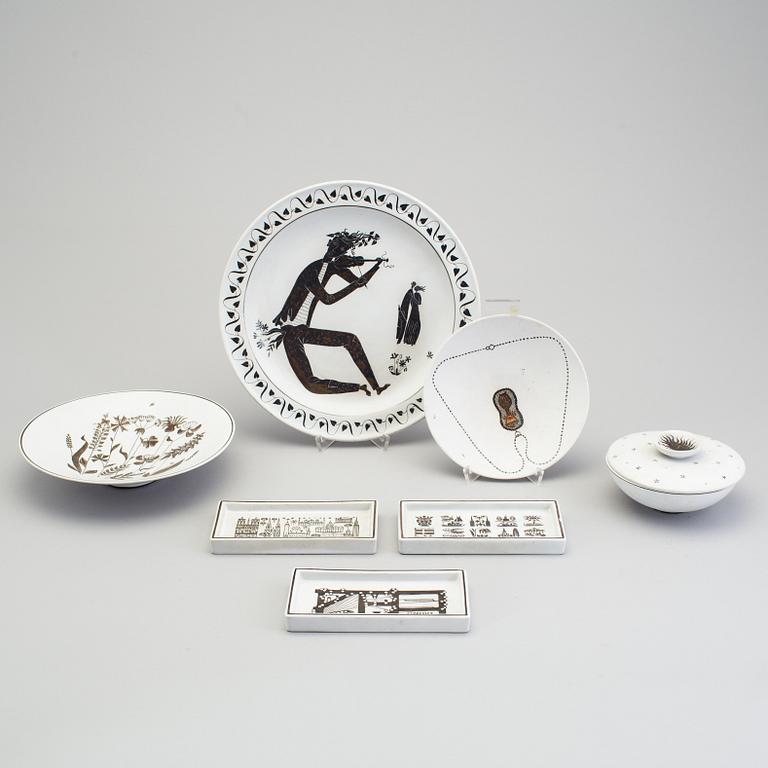 STIG LINDBERG, a lot of seven pieces of "Grazia" items, Gustavsberg 1950/60s.