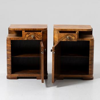 Bedside tables, a pair, first half of the 20th century.