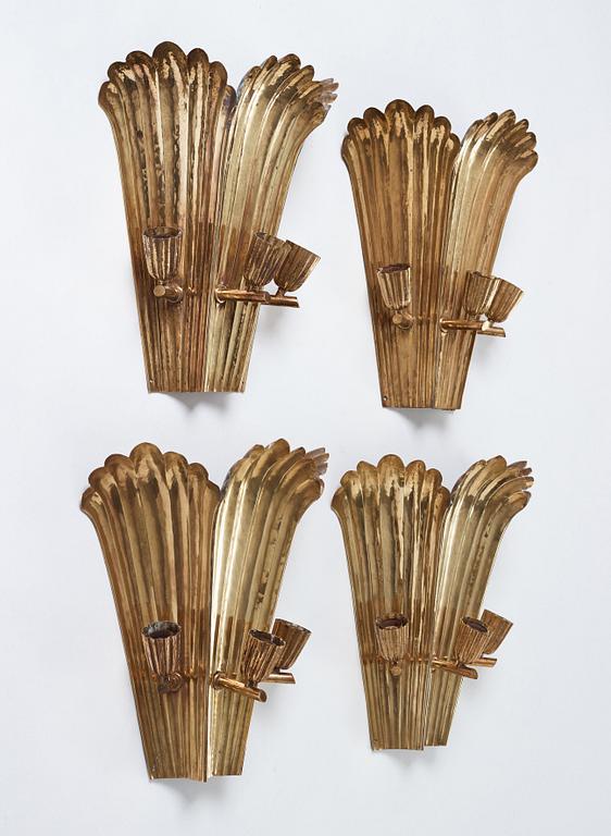 A.W. Borgh, four Swedish Grace wall sconses, probably 1920-1930's.