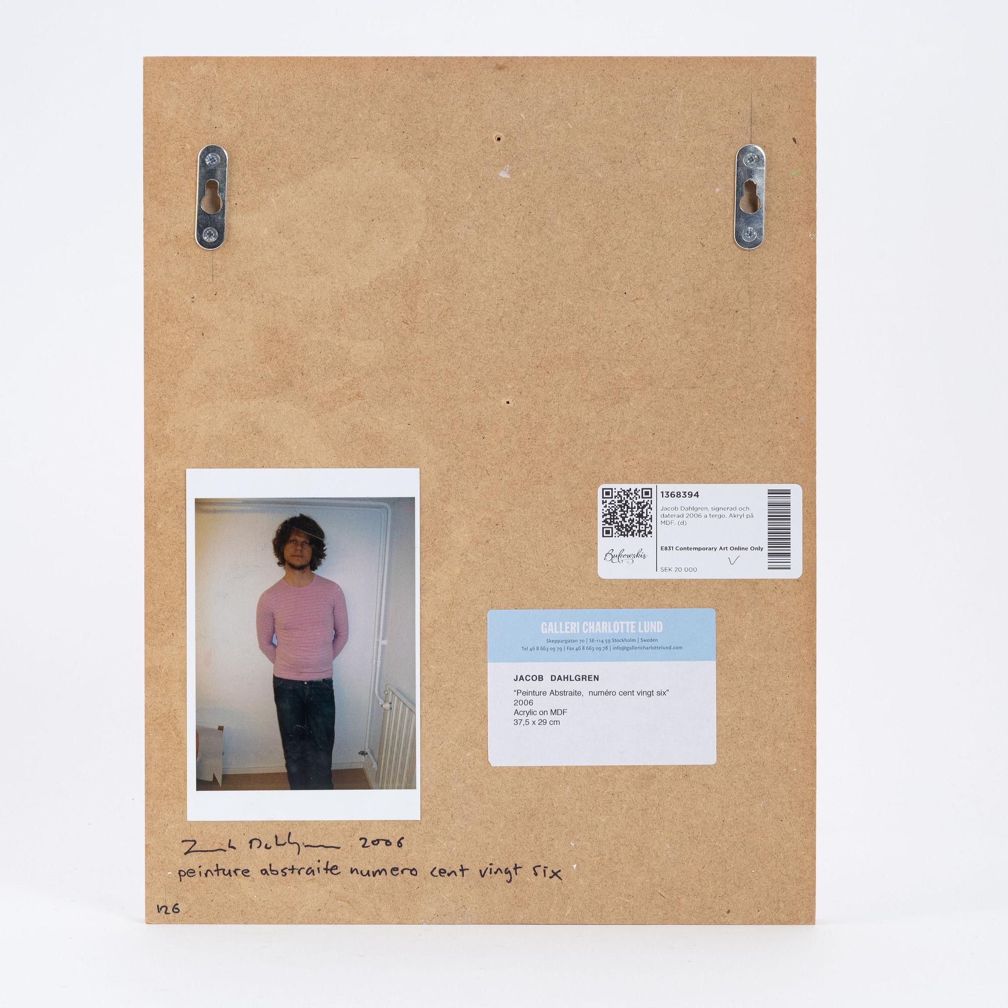 Jacob Dahlgren, signed and dated 2006 on verso. Acrylic on MDF.