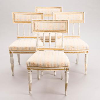 Set of four gustavian chairs, one of which signed by Erik Öhrmark, circa 1800.