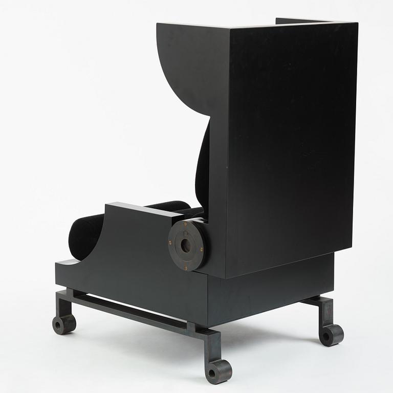 Alexander H Damsbo & Henrik Ingemann Nielsen, a "HC-Andersen Chair" armchair/table, ed. 3/49, Källemo, post 2005.