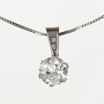 HÄNGE, 18K vitguld. Antikslipad diamant ca 3.1 ct. J/vs
Intyg SJL.