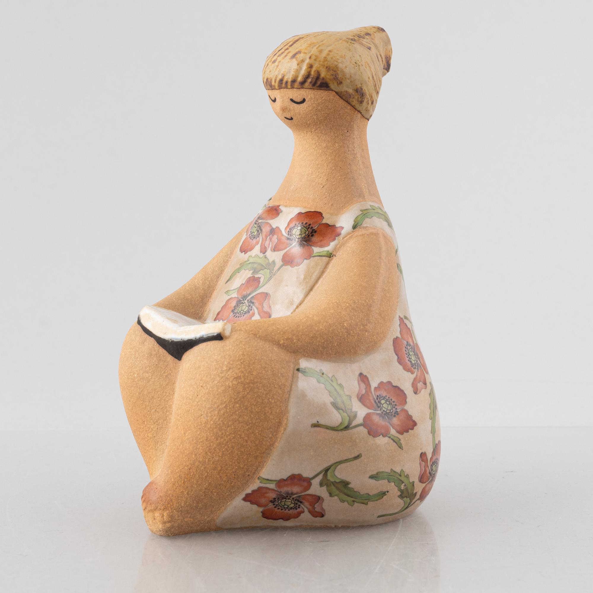 Lisa Larson, figurin, stengods, "Charlotta" ur serien "ABC-flickor", Gustavsberg.