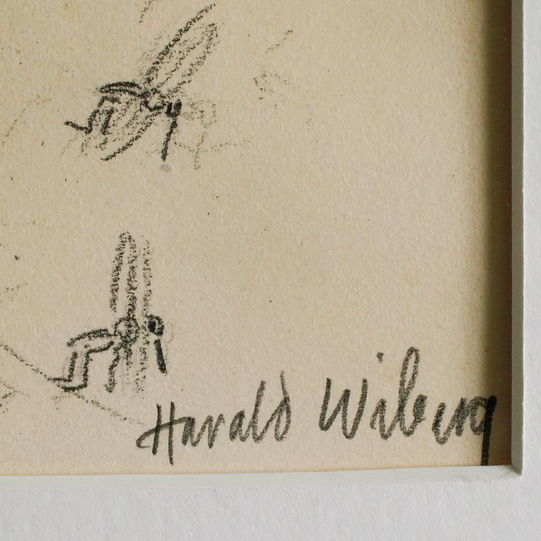 HARALD WIBERG, teckning, signerad.