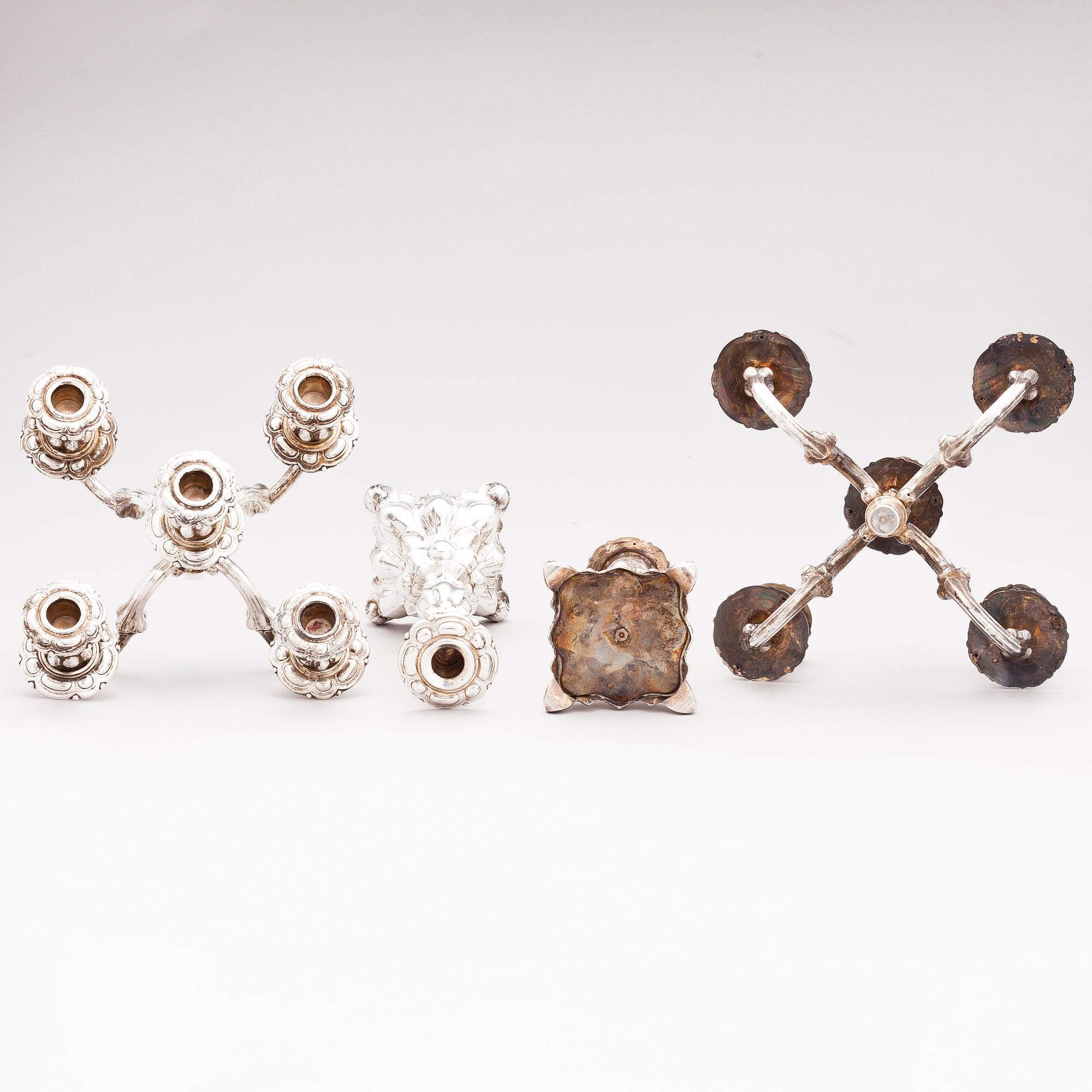 Two five-light silver candelabra, Kultakeskus, Hämeenlinna, Finland 1945 and 1985/-86.