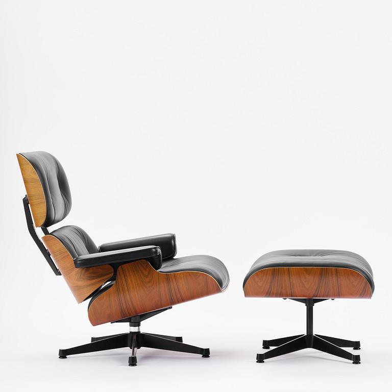 Charles & Ray Eames, an "Eames Lounge Chair" with ottoman, Vitra, 2000s.