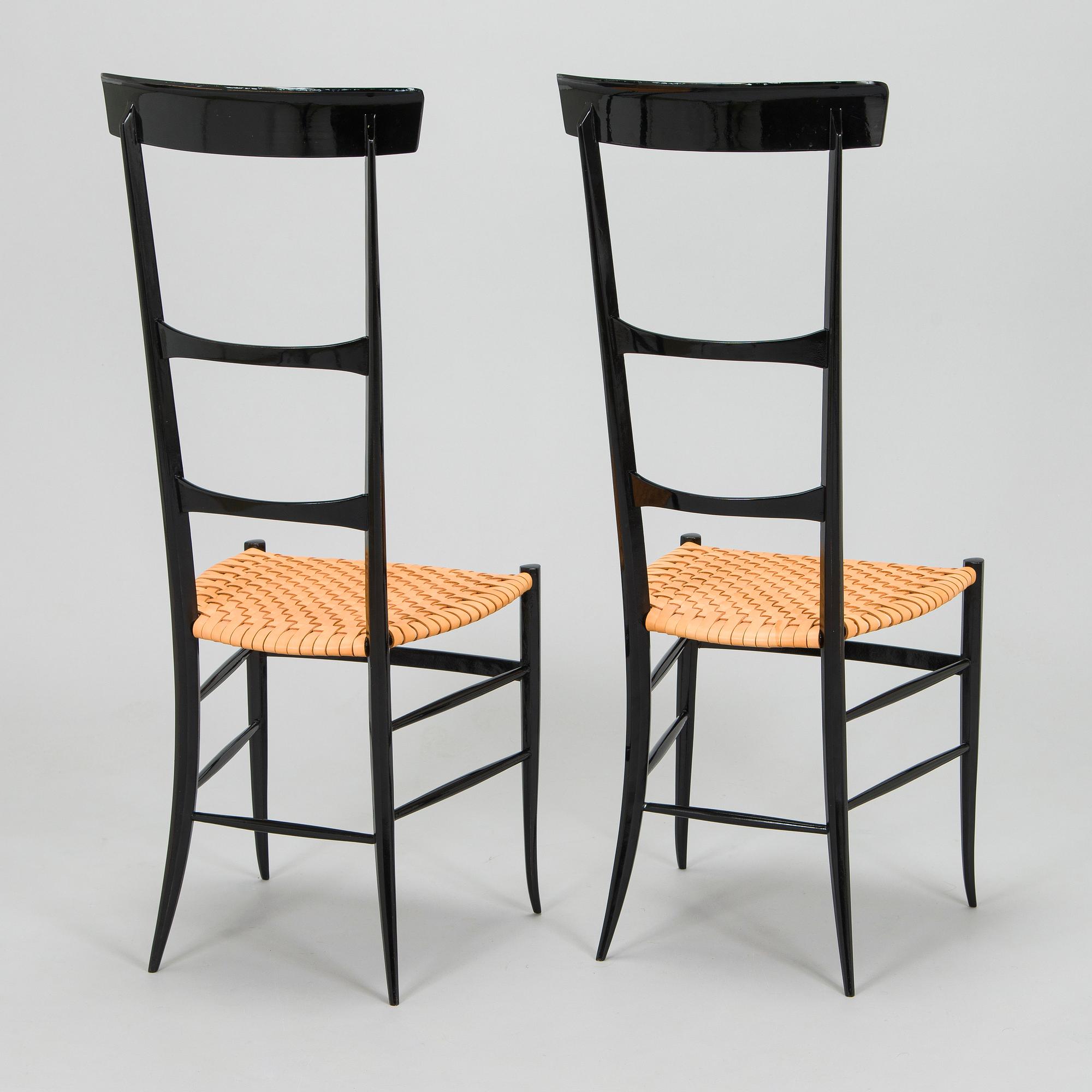 A pair of 1950's chairs in Chiavari-style, Italy.