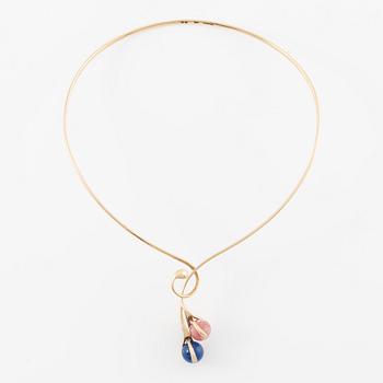 Necklace 14K gold with fourteen loose interchangeable beads.