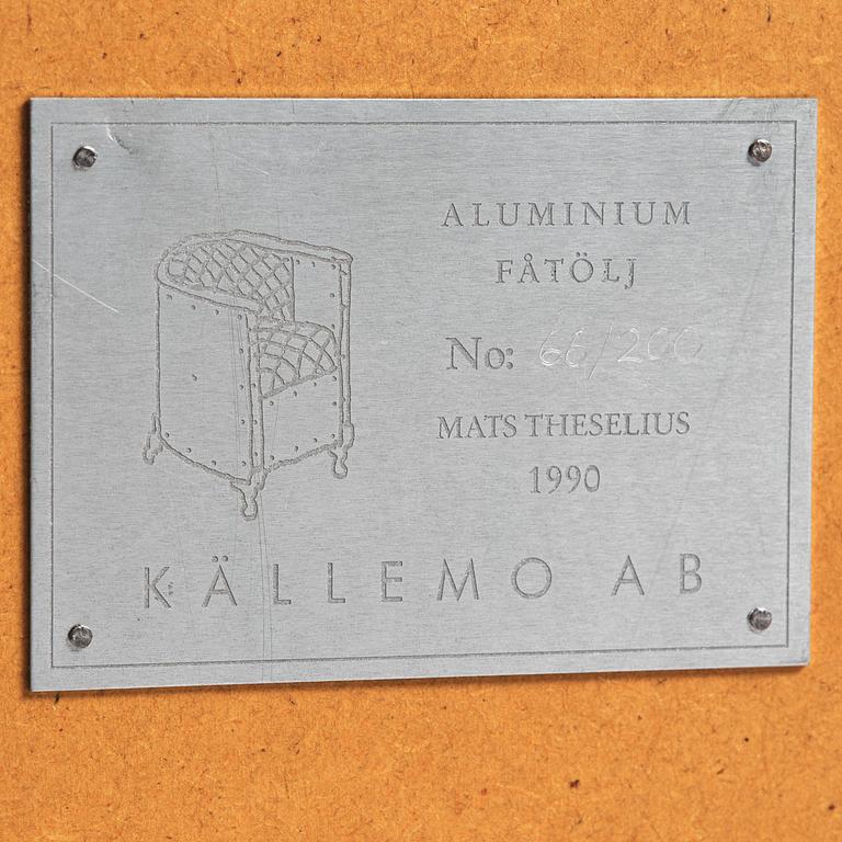 Mats Theselius, an "Aluminiumfåtölj" armchair, ed. 66/200, Källemo, Värnamo, post 1990.