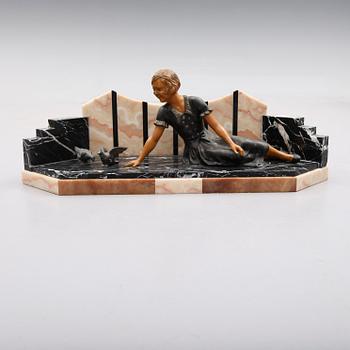 SKULPTUR, art déco, metall, marmor och onyx, 1900-talets första hälft.