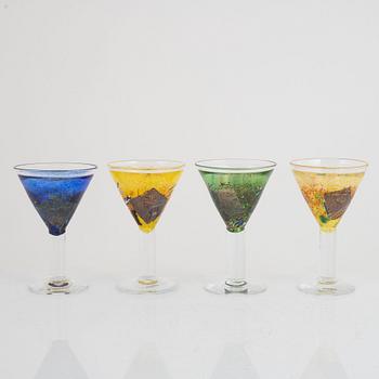 Bertil Vallien, coctailglas 10 st, "Satellite", Kosta Boda.