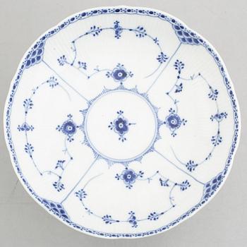 A 'Blue Fluted Half Lace' / 'Musselmalet' porcelain centerpiece dish, Royal Copenhagen, model 710, early 20th century.