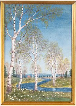 OSKAR BERGMAN, watercolour, signed.