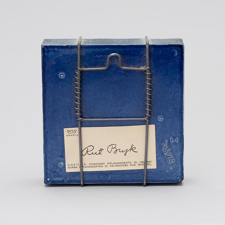 RUT BRYK, A CERAMIC RELIEF, BOX. Butterfly. Signed Bryk. Late 1950s.