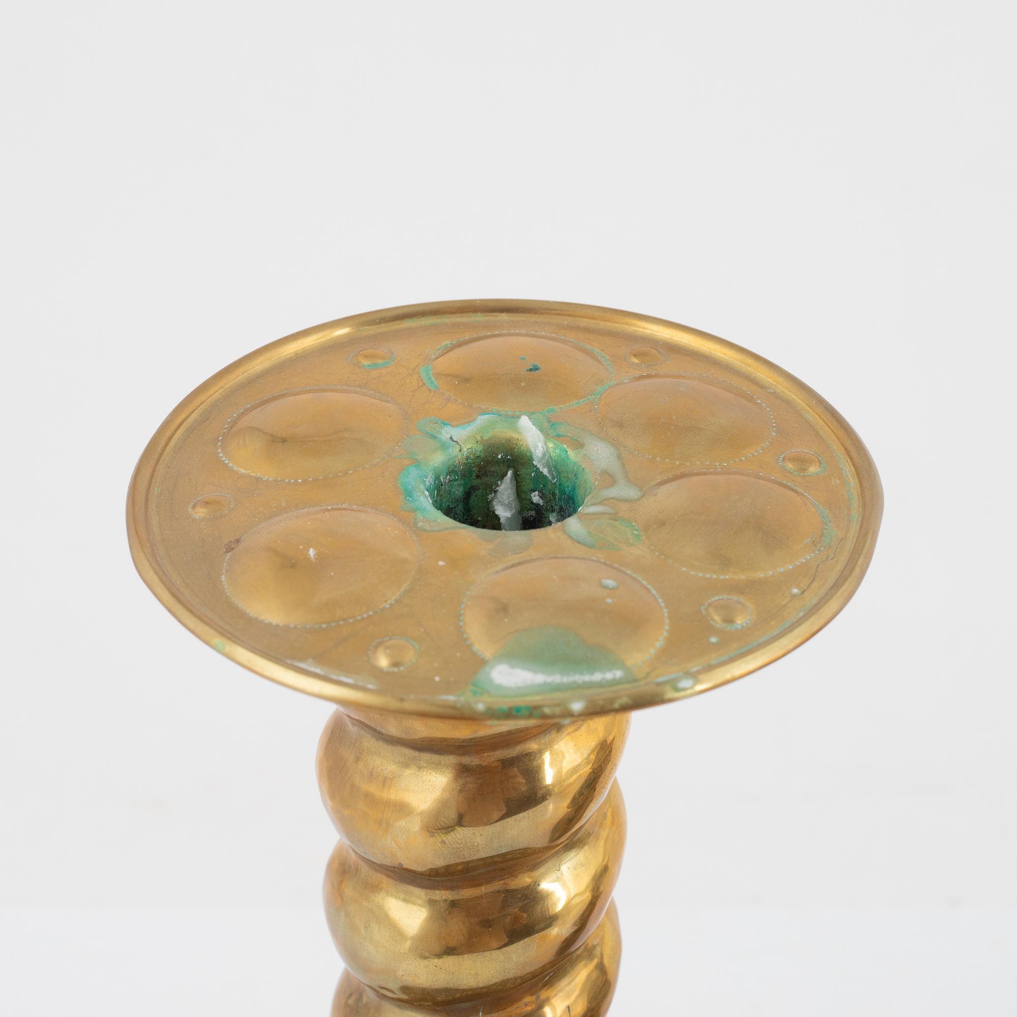 Ljusstakar, tre par, mässing, barockstil, sent 1800-tal/sekelskifte 1900.