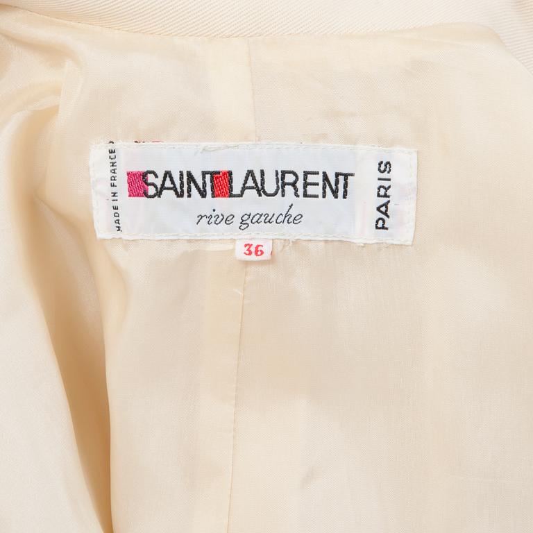 COAT, Yves Sain Laurent, creme colored wool blend, size 36.