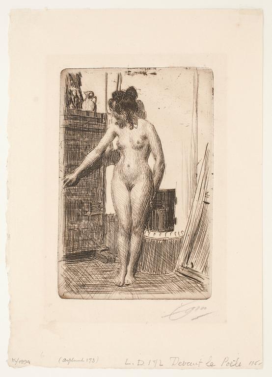 ANDERS ZORN, etsning, utförd, 1903, signerad med blyerts.