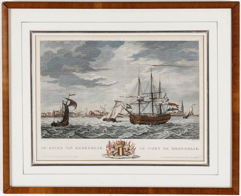 KOPPARSTICK, 2 st, kolorerade, M. Sallieth och D. de Jong, Nederländerna, 1805.