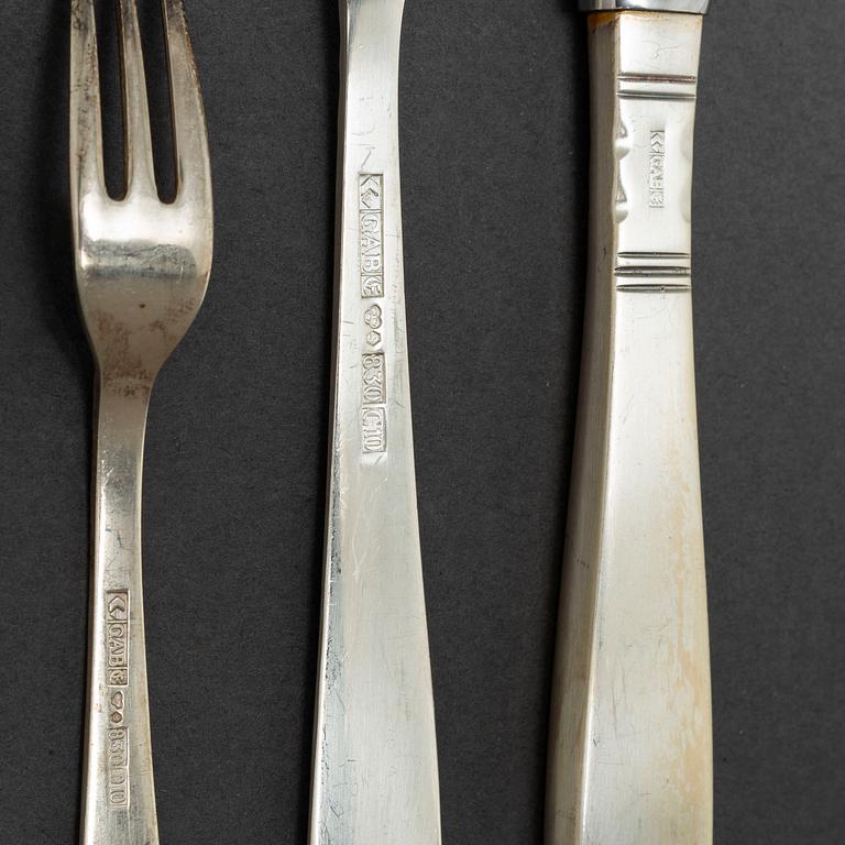 GAB, a part 'Rosenholm' silver cutlery, Stockholm, 1966-77 (64 pieces).