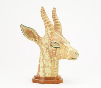 A Gunnar Nylund stoneware figure of an antelope's head, Rörstrand.