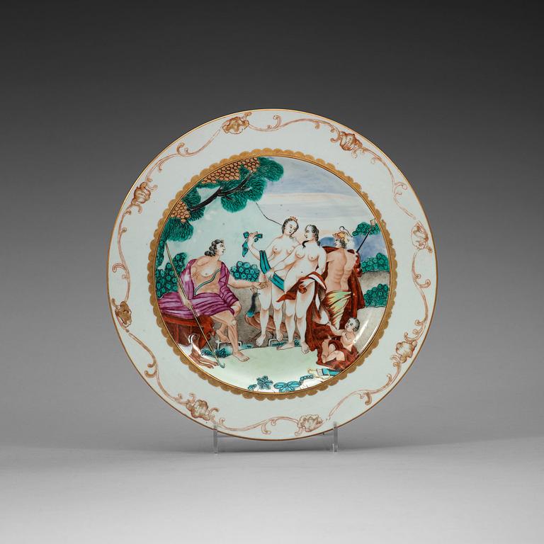 A set of five 'European Subject' dishes, Qing dynasty, Qianlong (1736-95).