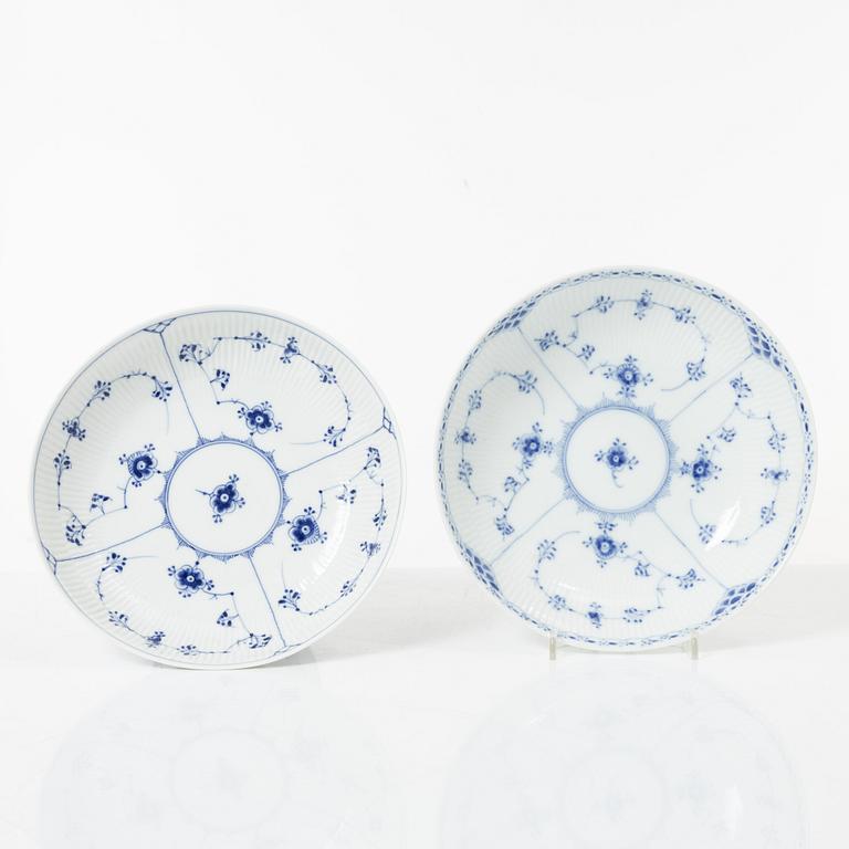 Royal Copenhagen, dinner and coffee service, 81 pcs, Blue Fluted, Full and Half Lace.
