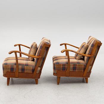 Svante Skogh, fåtöljer, ett par,- Swedish Modern, Förenade Möbelfabrikerna, Linköping, 1940-tal.