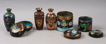 PARTI CLOISONNÉ, 6 delar, Kina resp Japan, 1900-tal.