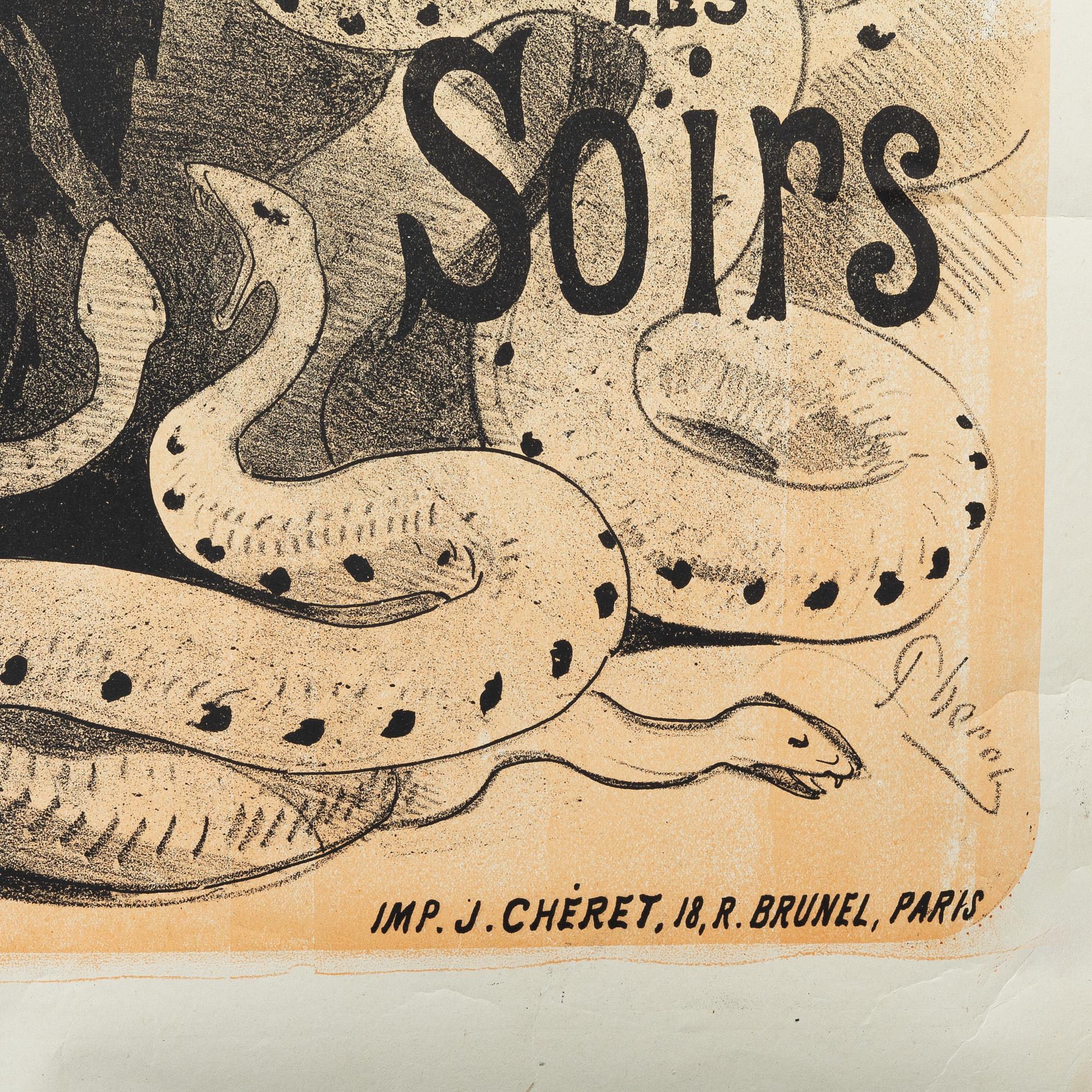 Jules Chéret, a lithographic poster, 'La Charmeuse de Serpents', Imp. J. Cheret, Paris, France, 1875.