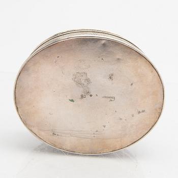 Johan Petter Grönvall ask med lock silver Stockholm 1824.