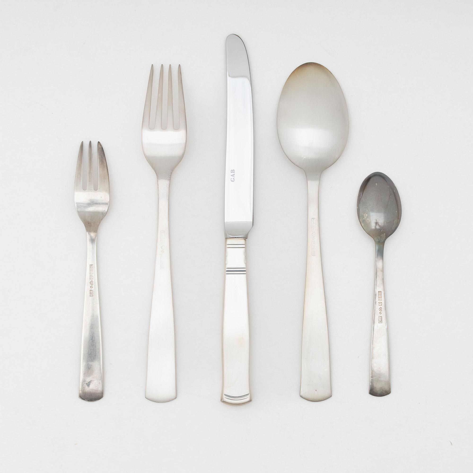 Jacob Ängman, a silver cutlery set, 42 pieces, model "Rosenholm", GAB, some Eskilstuna 1990.