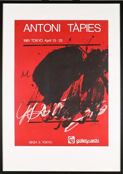 ANTONI TÀPIES (SPANIEN), efter, utställningsaffisch, färglitografiskt tryck, signerad i trycket och daterad 1981