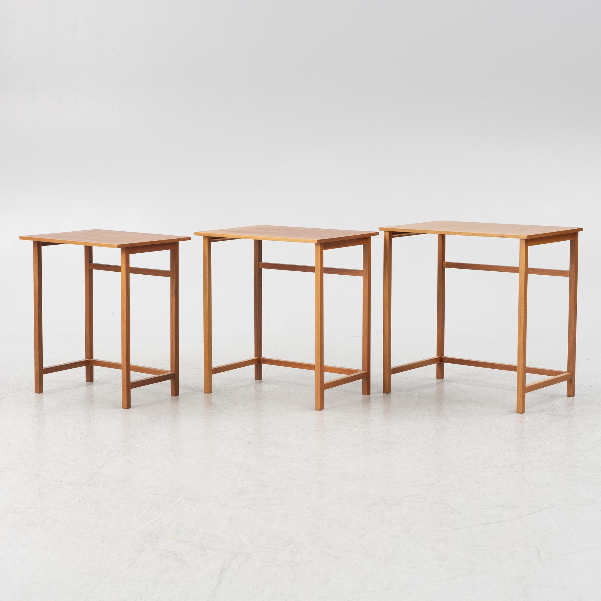 Josef Frank, three nesting tables, model 618, Svenskt Tenn, before 1985.