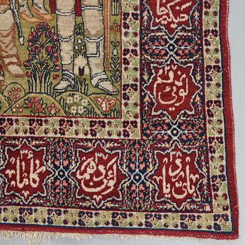 MATTO, an antique Kerman Laver figural, "the Rulers of the World", ca 236,5 x 140,5-143,5 cm.