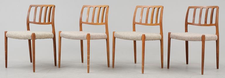 STOLAR, 4 st, "modell 83", Niels o Møller, J.L. Møllers Møbelfabrik, Danmark, 1900-talets andra hälft.