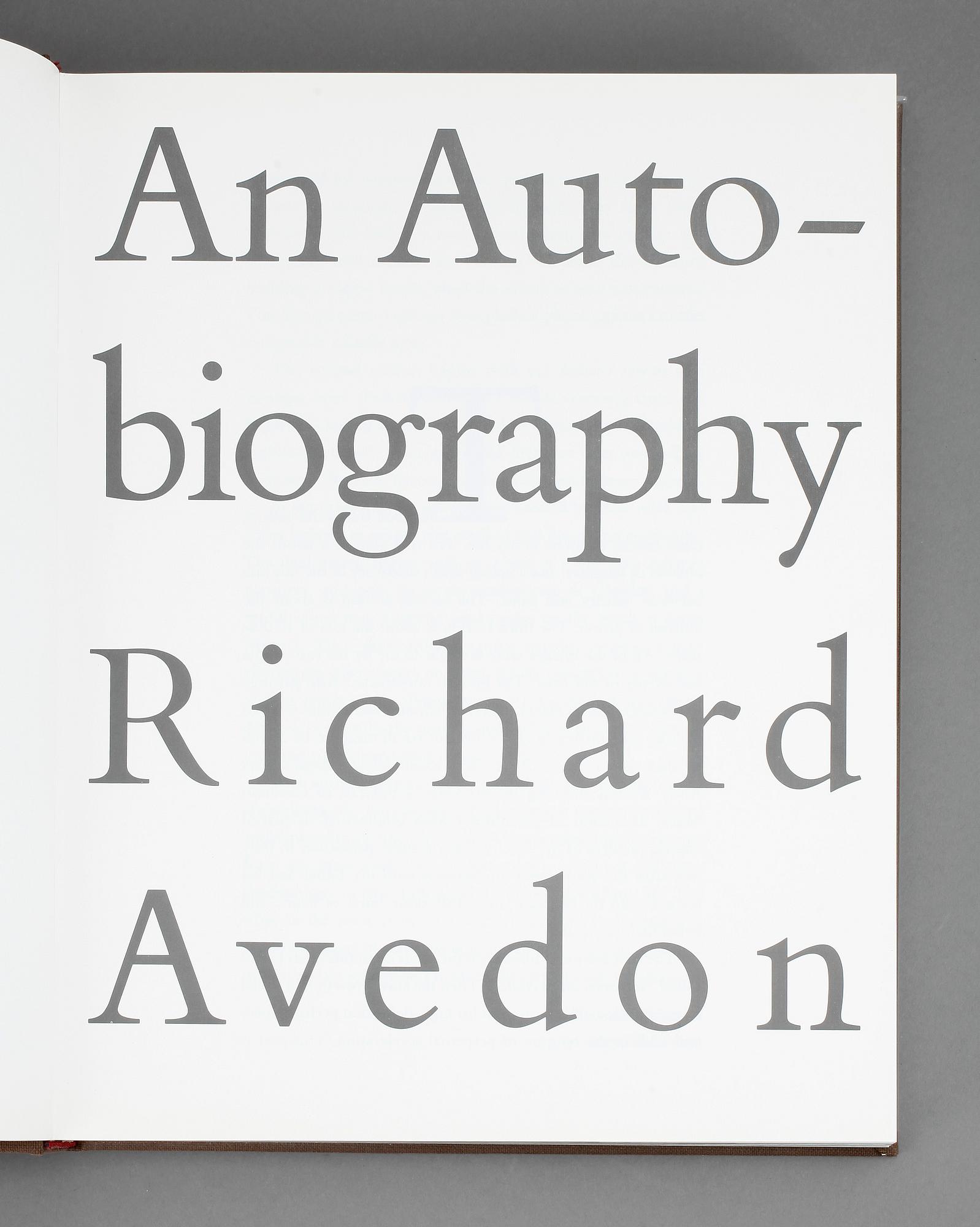 RICHARD AVEDON, "Richard Avedon: An Autobiography".