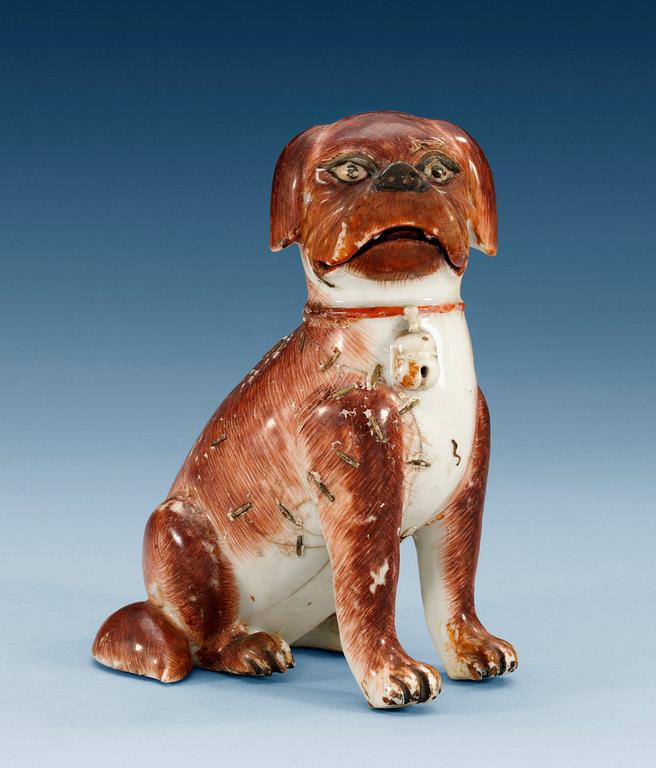 A porcelain figure of a pug dog, Qing dynasty, Qianlong (1736-95).
