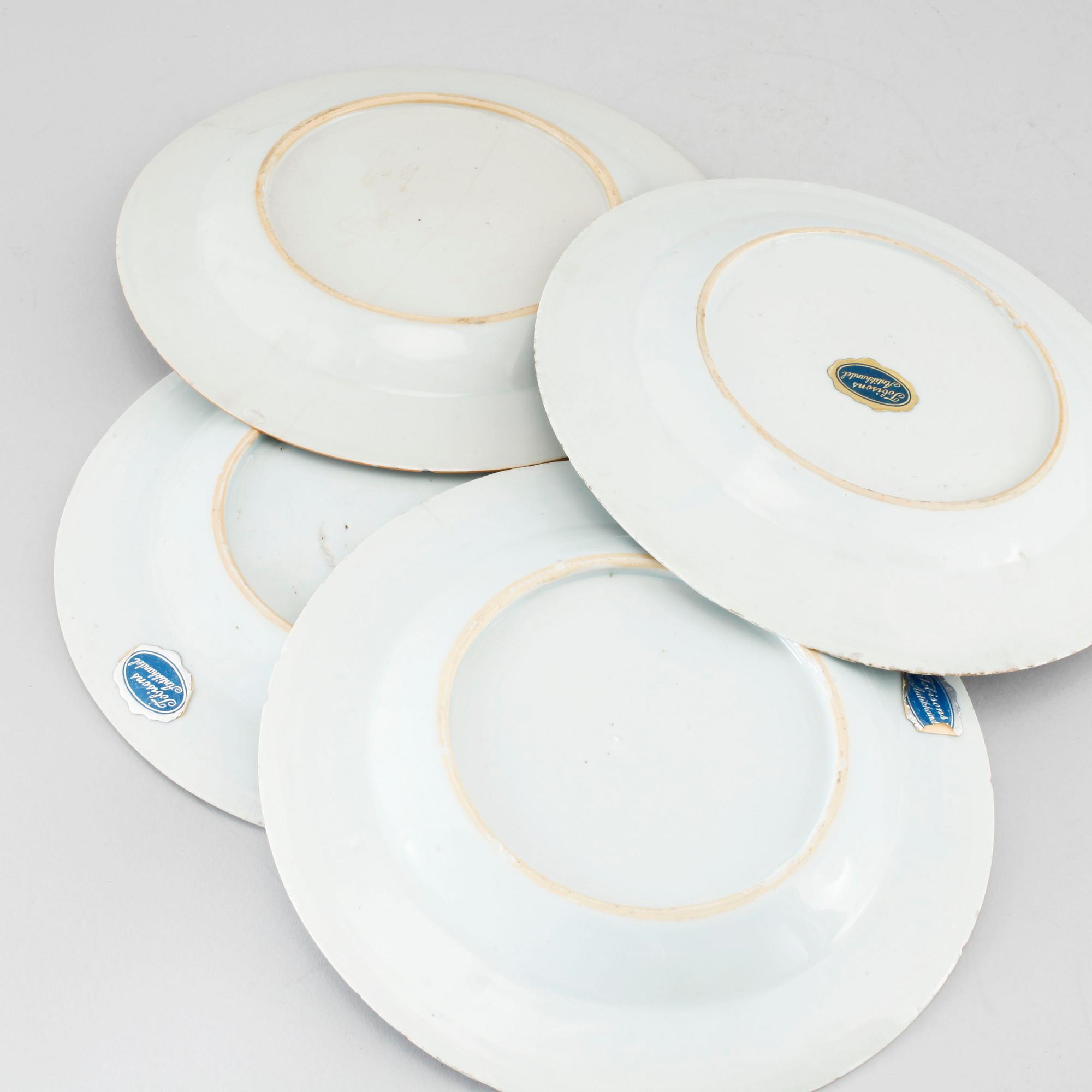 Nine blue and white dinner plates, Qianlong (1736-95).