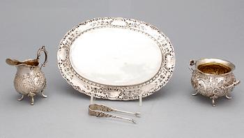 SERVISDELAR, 3st, silver, Tyskland, 1900-tal. Vikt ca 359g.