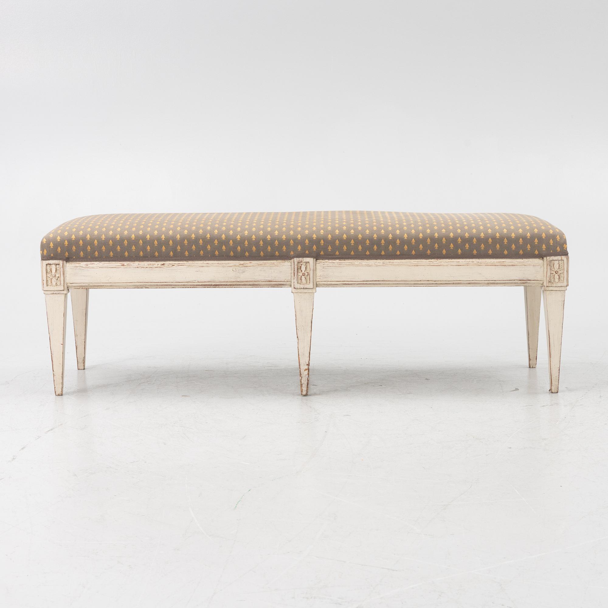 A Swedish Gustavian style bench, 19th century.,.