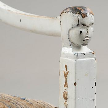 A pair of late Gustavian circa 1800 armchairs.