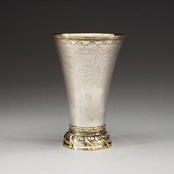 A Swedish parcel gilt beaker, makers mark of Carl Johan Bask, Södertälje 1779.