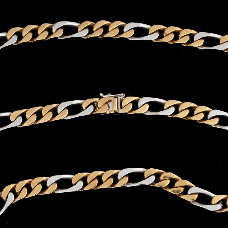 HALSLÄNK, rödguld och vitguld, 18k. Vikt ca 114 g.