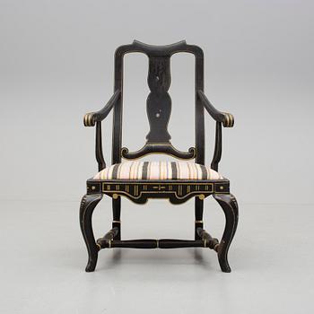 KARMSTOL, senbarockstil, bär datering 1888.