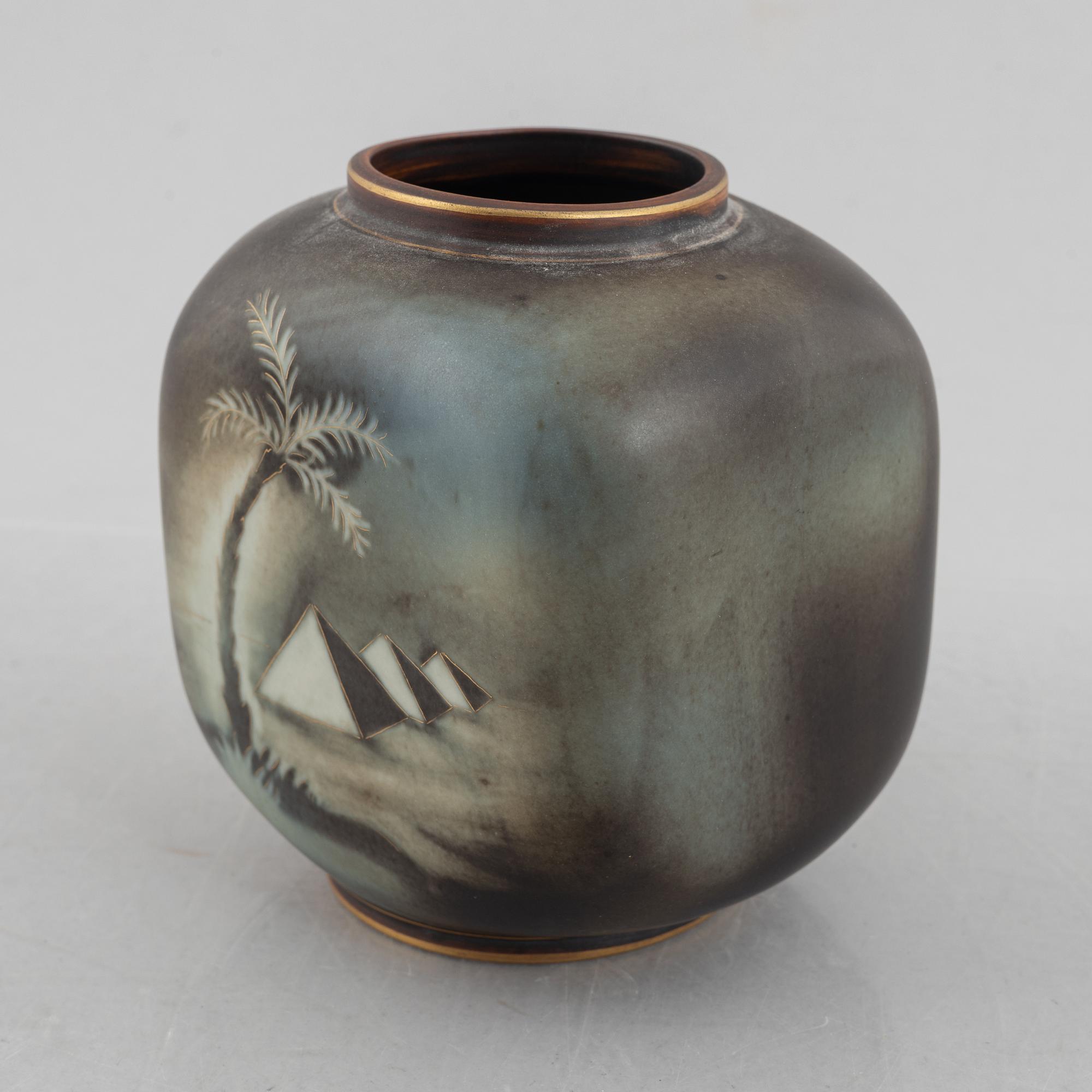 Gunnar Nylund, vas samt fat, "Flambé", Rörstrand-Lidköping, 1930-40-tal.